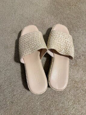 Chunky nude/woven heels